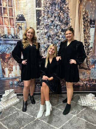 Embracing The Holidays Velvet Dress/Reg and Curvy - Trudy's Trendy Boutique