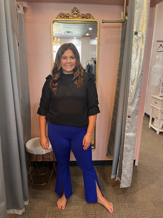 High Rise Front Slit Flare Pants
