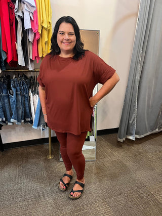Lounge Around Set/Rust/Curvy - Trudy's Trendy Boutique