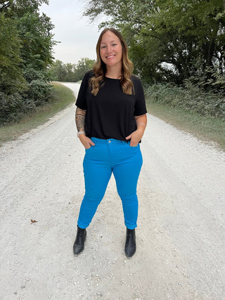 High Rise Skinny Color Denim (Deep Sky) - Trudy's Trendy Boutique