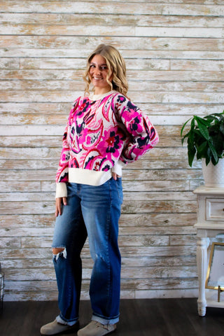 Cozy Paisley Knit Sweater - Trudy's Trendy Boutique