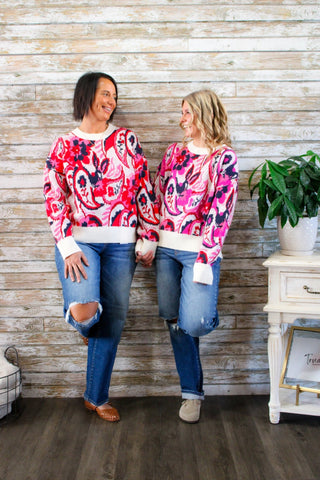 Cozy Paisley Knit Sweater - Trudy's Trendy Boutique