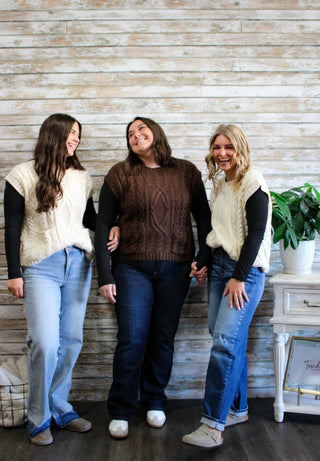 Cozy Haven Cable Knit Vest - Trudy's Trendy Boutique