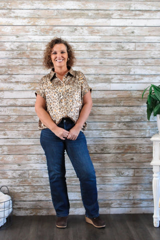 Savannah Leopard Blouse - Trudy's Trendy Boutique