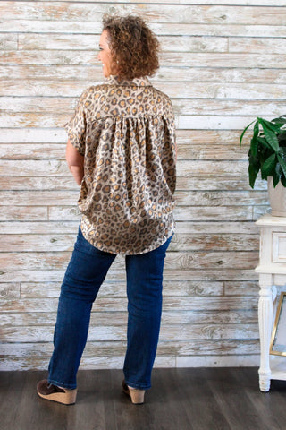 Savannah Leopard Blouse - Trudy's Trendy Boutique