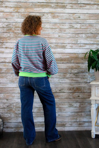 Striped Charm Puff Sleeve - Trudy's Trendy Boutique