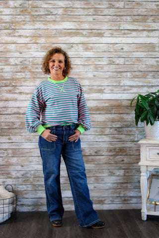 Striped Charm Puff Sleeve - Trudy's Trendy Boutique