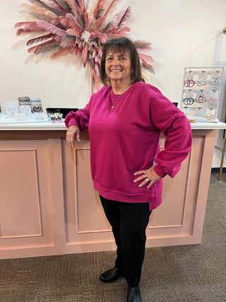 New Found Love Sweatshirt/Magenta/Curvy - Trudy's Trendy Boutique