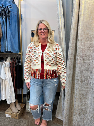Patch It Up Fringe Cardigan