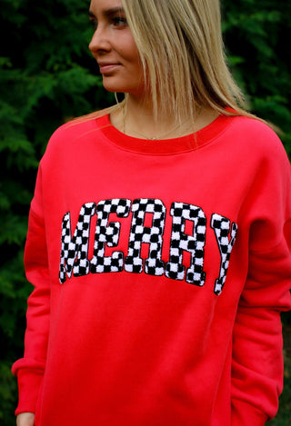 Merry Checkered Letter Crewneck - Trudy's Trendy Boutique