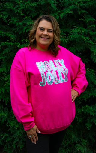 Sequin Holly Jolly Sweatshirt - Trudy's Trendy Boutique