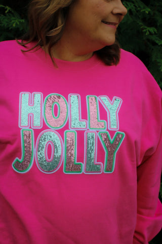Sequin Holly Jolly Sweatshirt - Trudy's Trendy Boutique