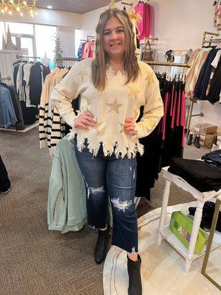 Stars Algin Distressed Sweater - Trudy's Trendy Boutique
