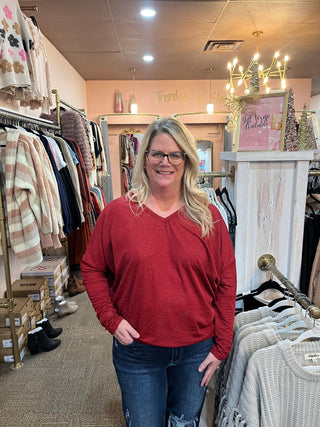 Sparkle and Shine Red Top/Regular/Curvy - Trudy's Trendy Boutique