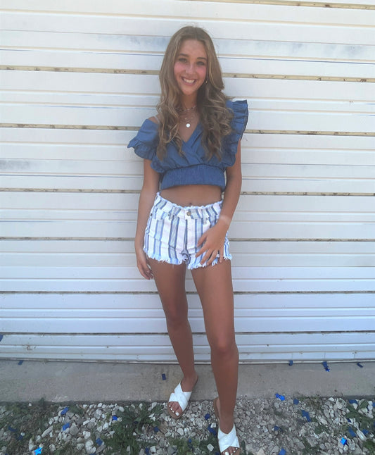 KanCan High Rise Stripe Shorts