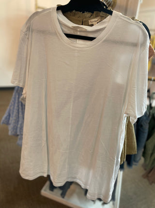 Boyfriend Round Neck White Tee