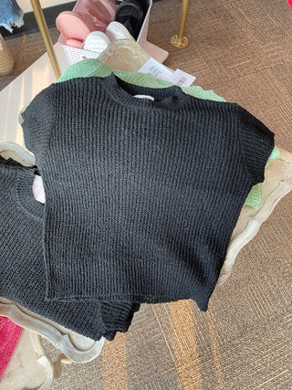 Endless Summer Crop Sweater-Black