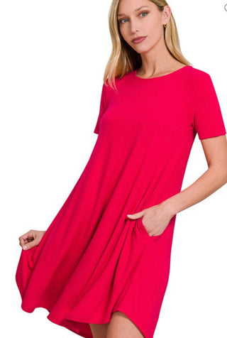 Short Sleeve Flare Dress with Pockets - Trudy's Trendy Boutique