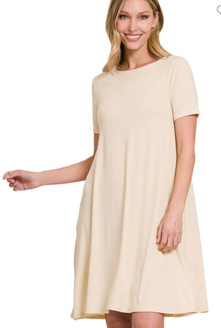 Short Sleeve Flare Dress with Pockets - Trudy's Trendy Boutique