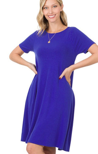 Short Sleeve Flare Dress with Pockets - Trudy's Trendy Boutique