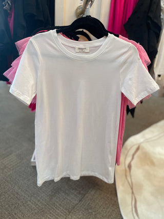 Cotton Crew Neck Tee/White - Trudy's Trendy Boutique