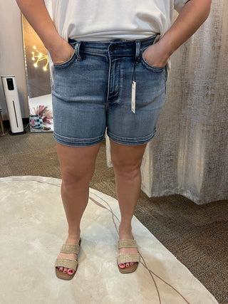 Judy Blue Mid Rise Flap Pocket Shorts - Trudy's Trendy Boutique