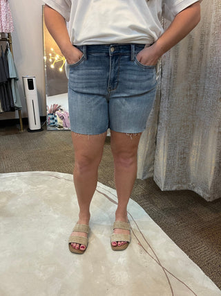 Judy Blue High Waist Shorts/Medium Wash - Trudy's Trendy Boutique
