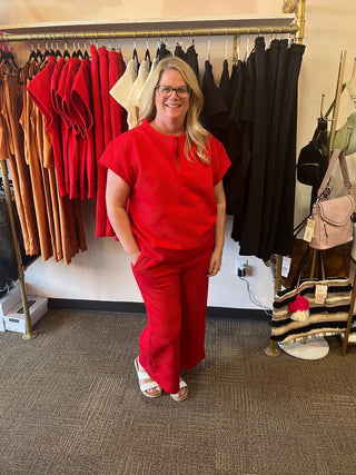 Here To Stand Out RED Half Zip Top - Trudy's Trendy Boutique