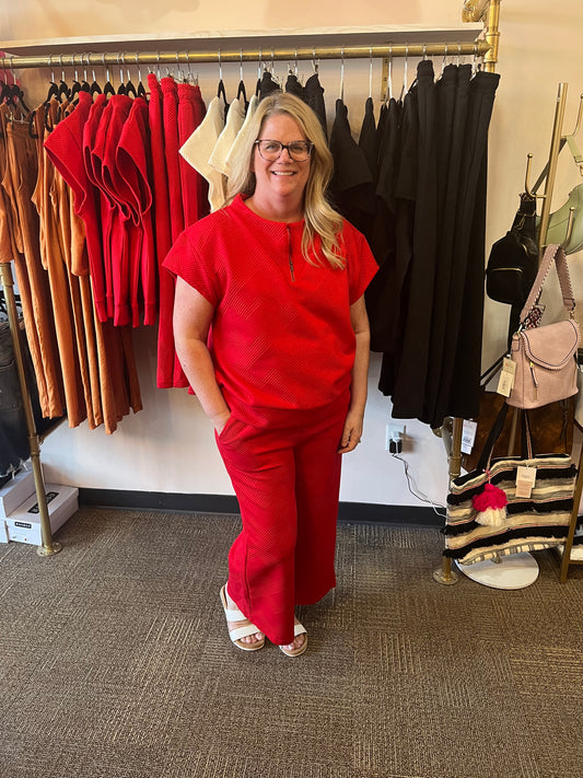 Here To Stand Out RED Half Zip Top