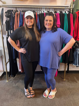 Lounge Around Set/Short Sleeve/Curvy - Trudy's Trendy Boutique