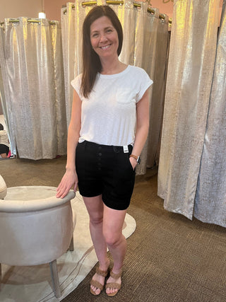 Judy Blue Black Button Fly Shorts - Trudy's Trendy Boutique