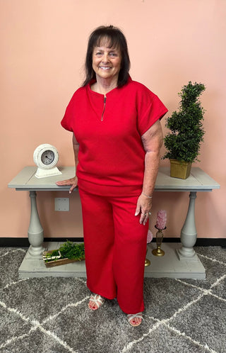 Here To Stand Out RED Half Zip Top - Trudy's Trendy Boutique