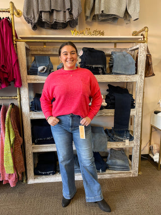 Risen High Rise Straight Jeans/Medium Wash - Trudy's Trendy Boutique