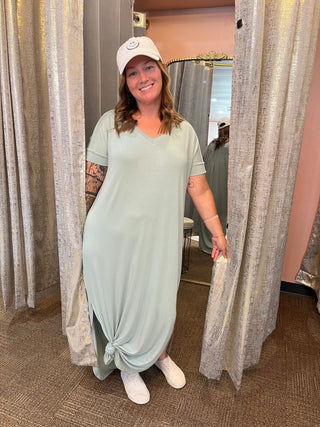 Light Green Vneck Maxi Dress - Trudy's Trendy Boutique