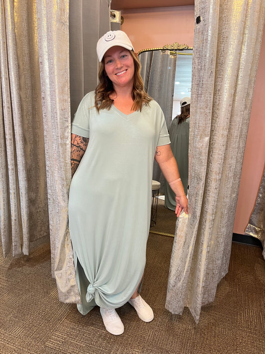 Light Green Vneck Maxi Dress