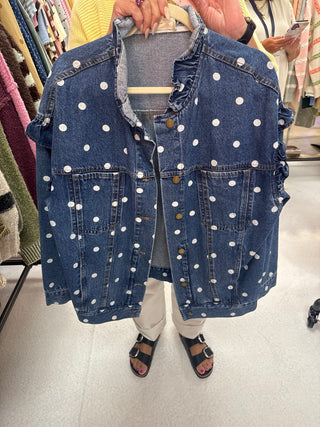 Dotty Ruffle Denim Jacket