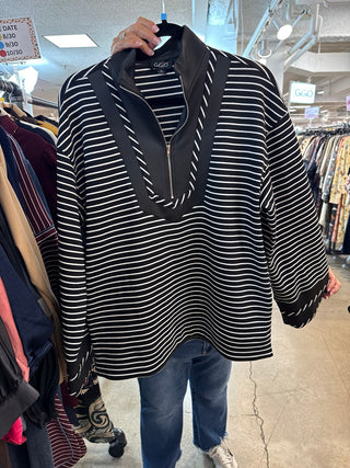 Geneva Striped 3/4 Zip Pullover