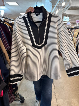 Geneva Striped 3/4 Zip Pullover
