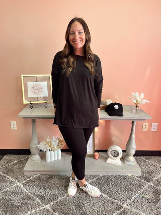 Lounge Around/Long Sleeve/Black - Trudy's Trendy Boutique
