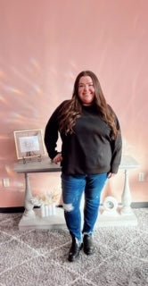Scuba Round Neck Pullover/Curvy - Trudy's Trendy Boutique
