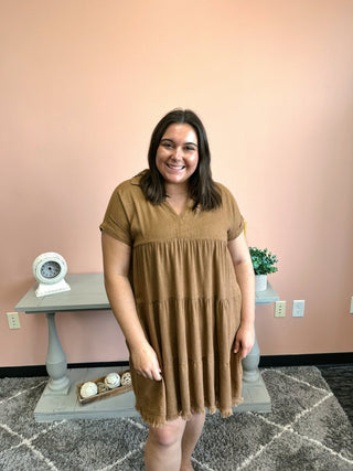 She is Thriving Raw Edge Dress - Trudy's Trendy Boutique
