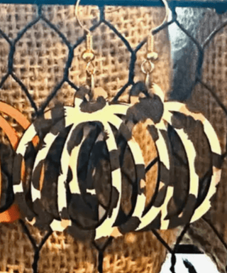 Pumpkin Wood Leopard Earrings