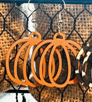 Pumpkin Orange Wood Earrings - Trudy's Trendy Boutique