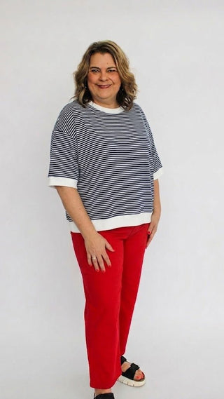 Everyday Edge Stripe Top/Curvy - Trudy's Trendy Boutique