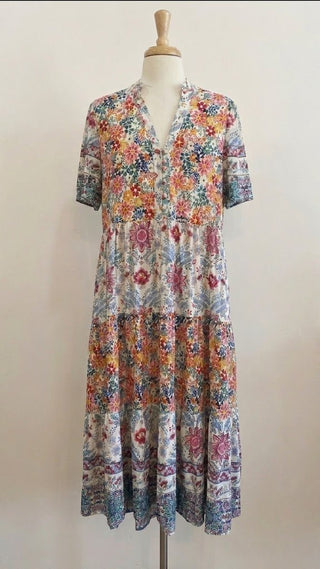Boho Blend Ruffle Midi Dress/Curvy - Trudy's Trendy Boutique