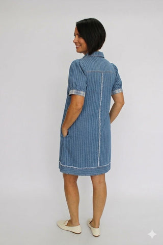 Dockside Stripe Denim Dress - Trudy's Trendy Boutique