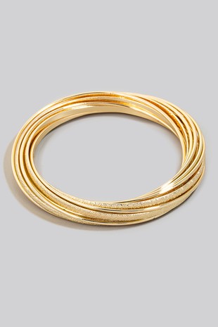 Mixed Textured Layered Bangle Bracelet