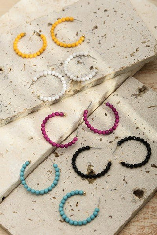 Facet Beaded Hoop Earrings - Trudy's Trendy Boutique