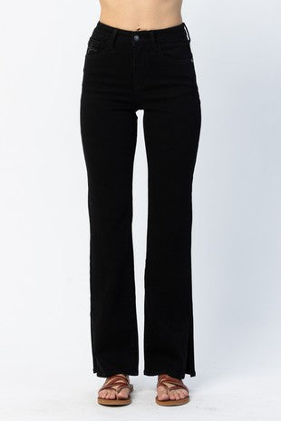 Judy Blue HW 90s Black w/slit Straight Leg