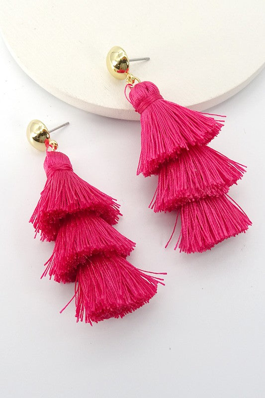3 Layer Tassel Earrings